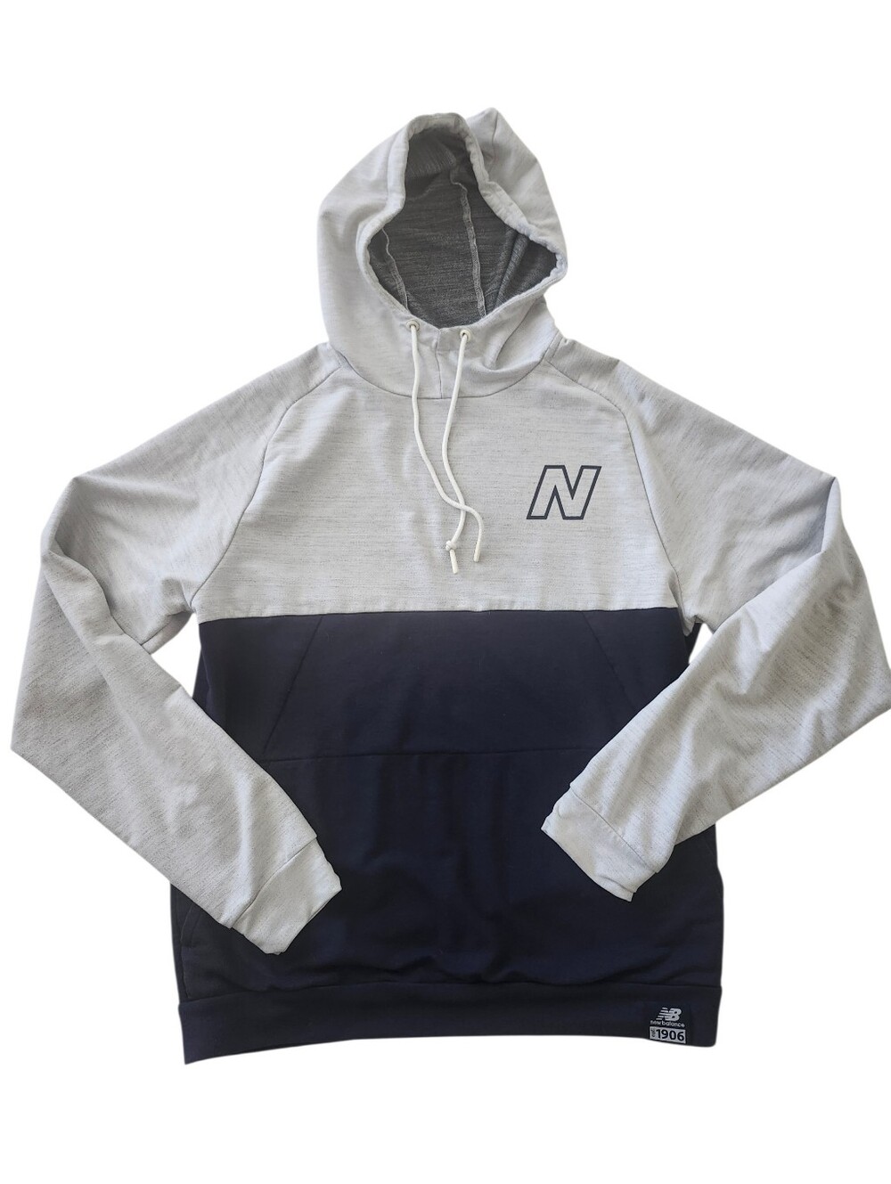 New Balance Athleisure Pullover Hoodie Colorblock Navy Blue Gray Size Medium